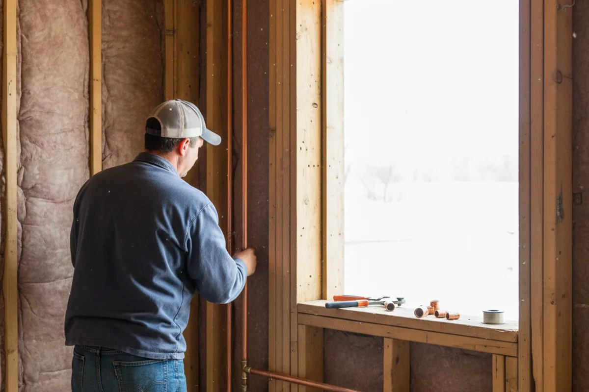 Licensed plumber running new copper supply lines in a Wawarsing home
