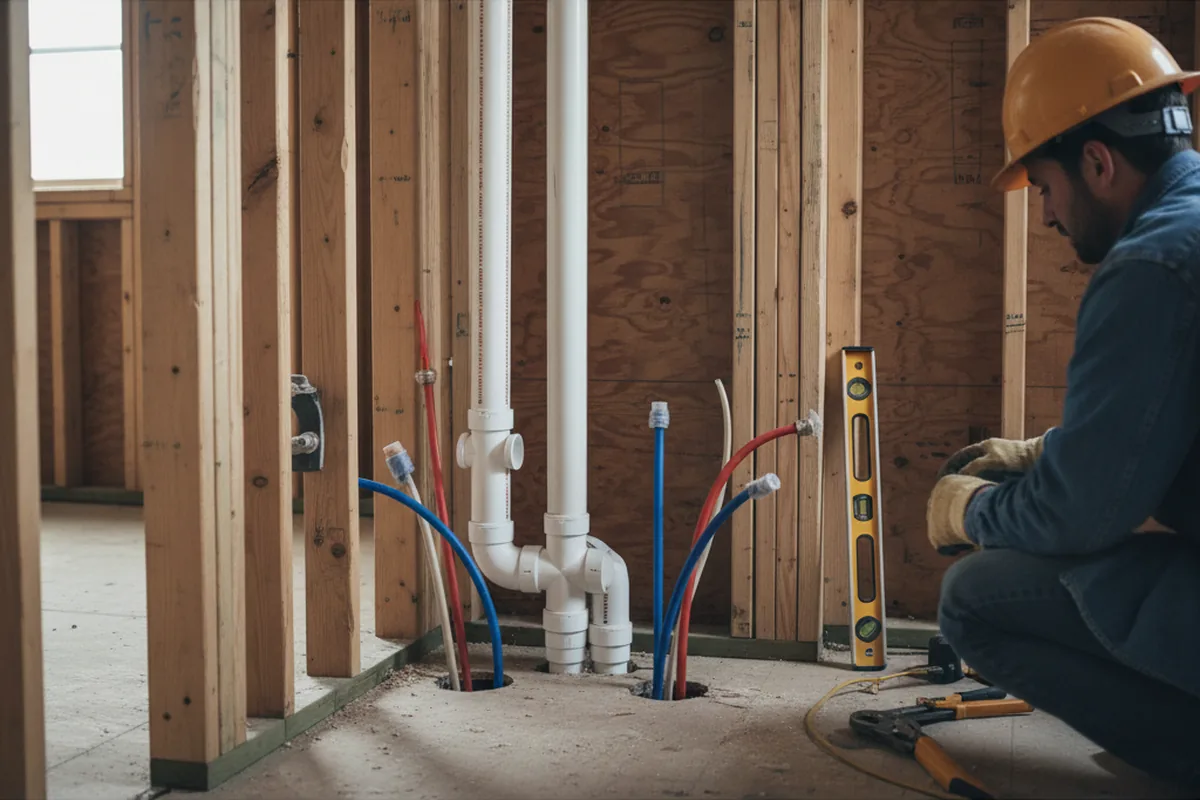 Drain and supply rough-in during Sump Pump Repair in Wawarsing